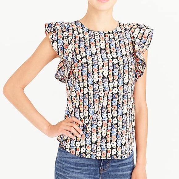 J. Crew Tops - J.Crew Mercantile Blouse Ruffle Sleeve Floral